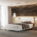 Full Queen Cream Petal Headboard Bed With Built In Ambient Light And Silent Design