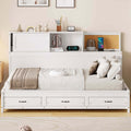 Full Twin Wooden Daybed With 3 Storage Drawers Pushable Top Shelf And Usb Ports