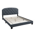 Full Bed With Button Tufted Scalloped Headboard Gray