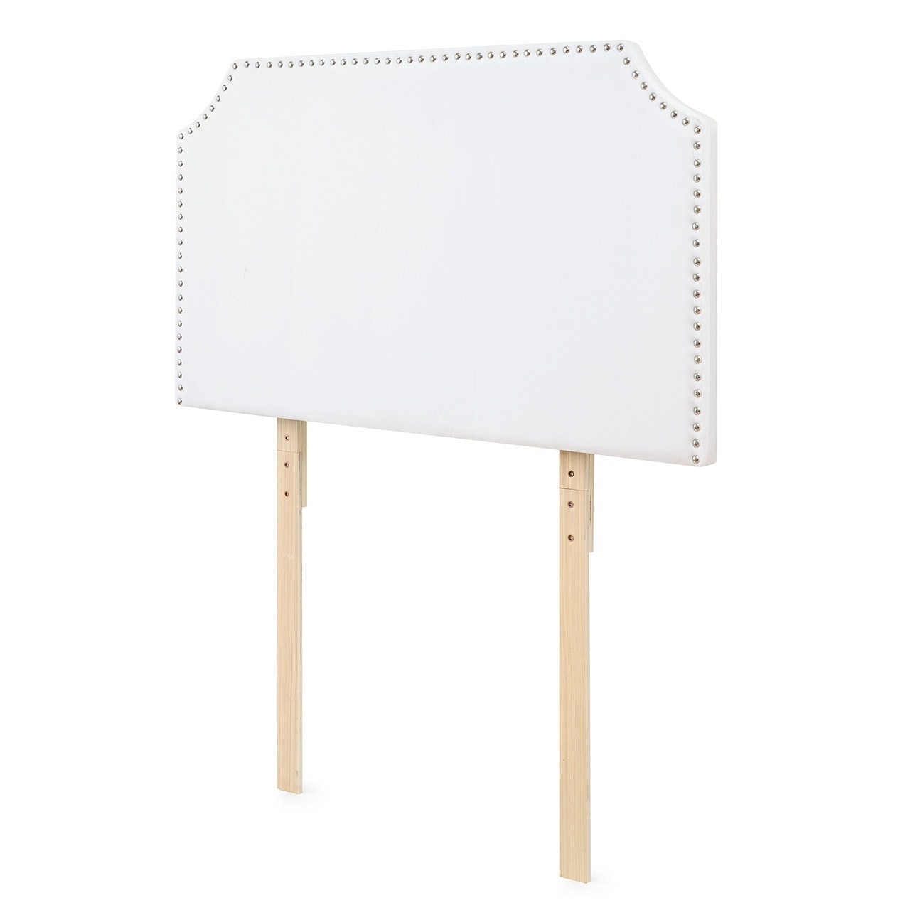 Full Full Xl Bevel Tacked Plush Headboard With Legs White