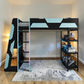 Full Gaming Loft Bed With Desk Led Lights And Storage Shelves Wood Loft Bed With Usb Power Station