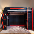 Full Gaming Loft Bed With Desk Rgb Led Lights Usb Ports Storage Drawers And Staircase