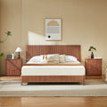 Full King Size Wooden Bed Frame With Curved Design No Box Spring Needed