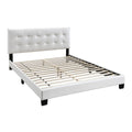 Full Leatherette Bed With Checkered Tufted Headboard White
