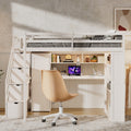 Full Loft Bed With Built In Wardrobe Study Desk Space Saving Frame With Led Lights Shelves