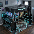 Full Loft Bed With Flex Desk Rgb Glow Shelf Ladder Power Hub By Harper Bright Designs