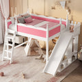 Full Loft Bed With Storage Shelves And Wardrobe Solid Wood Loft Beds With Detachable Slide And Ladders No Spring Box Needed