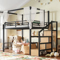 Full Loft Bed With Storage Stairs And Wardrobe Metal Loft Bed With Canopy Frame Ample Underbed Spaces Design Black