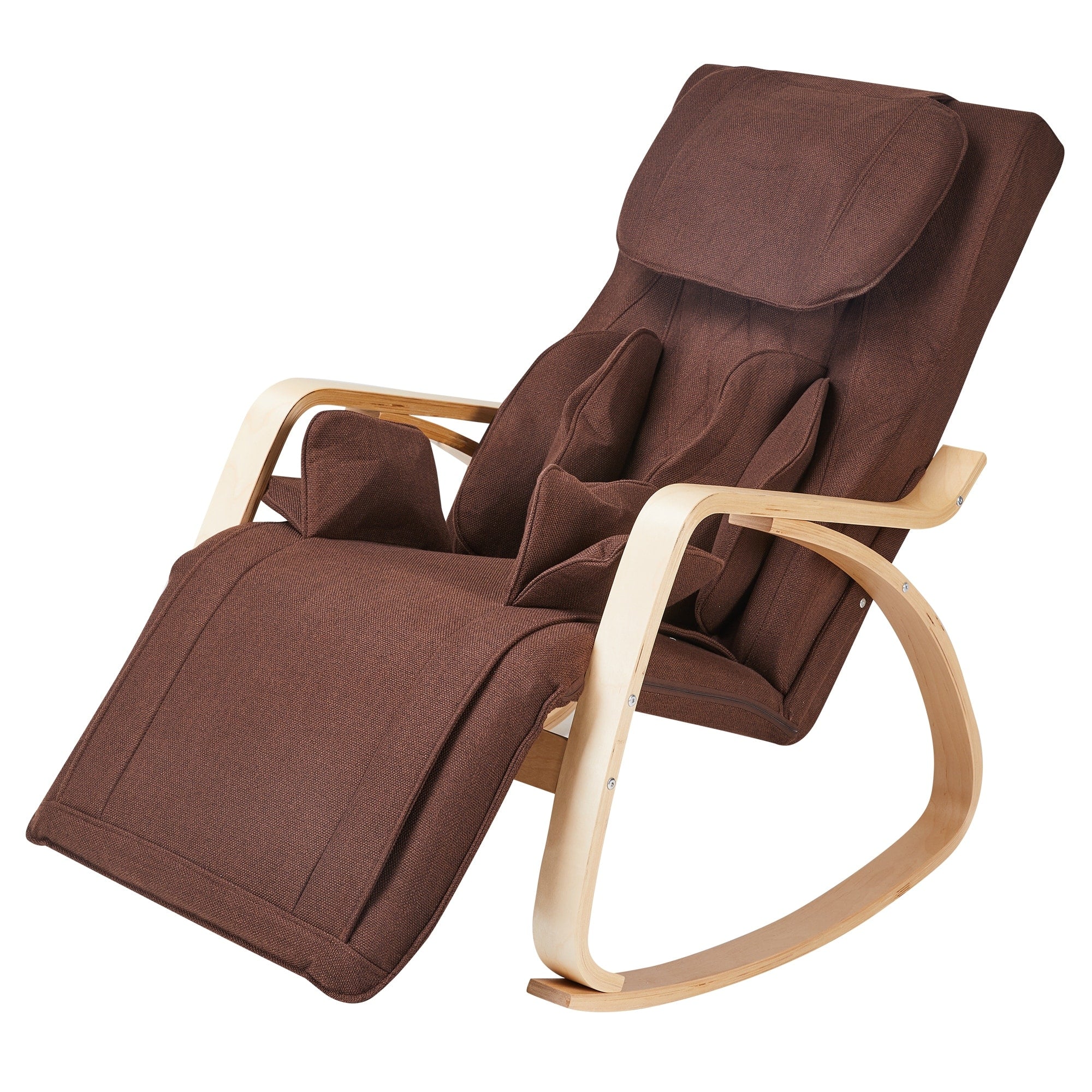 Full Massage Rocking Lounge Chair With Air Pressure Cotton Cushion Brown