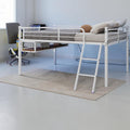 Full Metal Loft Bed With Desk And Led Light Loft Bed Frame With Storage Space And Safety Guardrails