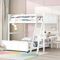 Full Over Full Bunk Bed With Desk Drawers Solid Pine Frame