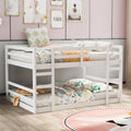Full Over Full Bunk Bed With Ladder Solid Pine Wood Frame