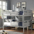 Full Over Full Bunk Bed With Ladder Solid Wood Convertible Bunk Bed Frame For Bedroom Or Guest Room