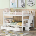 Full Over Full Bunk Bed With Stairs Storage And Safety Guard Rail
