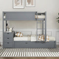 Full Over Full Bunk Bed With Twin Trundle Storage Built In Desk