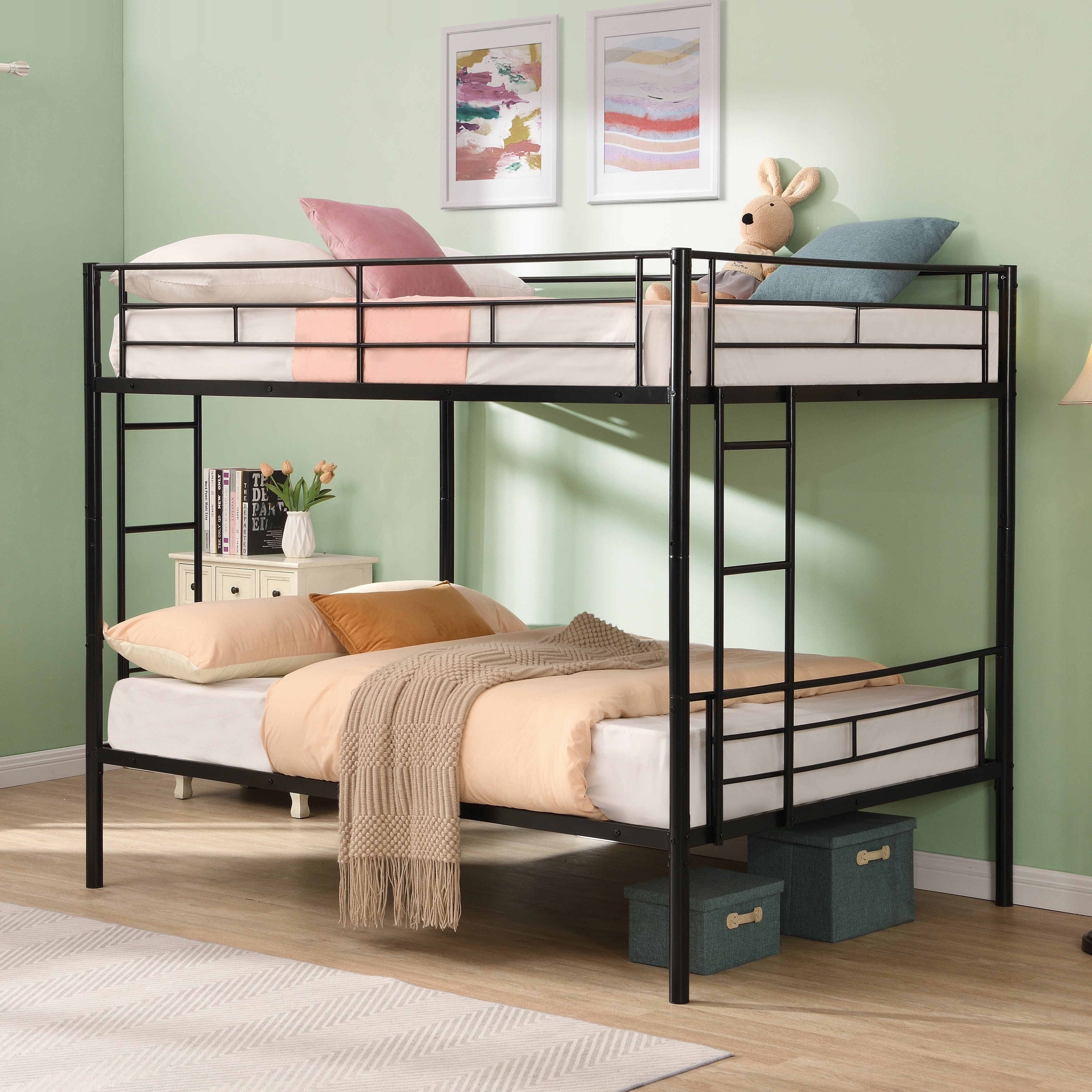 Full Over Full Metal Bunk Bed No Box Spring Needed Easy Assemble
