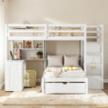 Full Over Twin Bunk Bed With Desk Storage Drawers And Shelves Wooden Bunk Bed With Staircase Storage