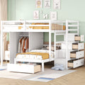 Full Over Twin Bunk Bed With Wardrobe Drawers Storage Staircase