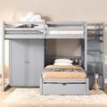 Full Over Twin Bunk Bed With Wardrobe And Storage Drawers Wooden Bunk Bed With Staircase Storage And Cabinet