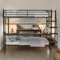 Full Over Twin Metal Bunk Bed With Desk And Led Light Loft Bed Frame With Storage Shelves Space Saving