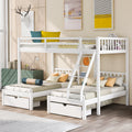 Full Over Twin Twin Bunk Bed With Drawers Guardrails And Storage Shelf