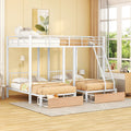 Full Over Twin Twin Metal Bunk Bed With Drawers And Guardrails