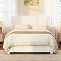 Full Platform Bed Frame With Adjustable Height Curved Headboard
