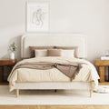 Full Queen King Plush Upholstered Bed Frame With Adjustable Headboard And Sturdy Design