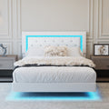 Full Size Bed Frame With Headboard Floating Bed Frame With Led Lights Upholstered Platform Bed With Diamond Tufted Headboard
