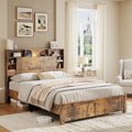 Full Size Bed Frame With Storage Headboard Charging Station