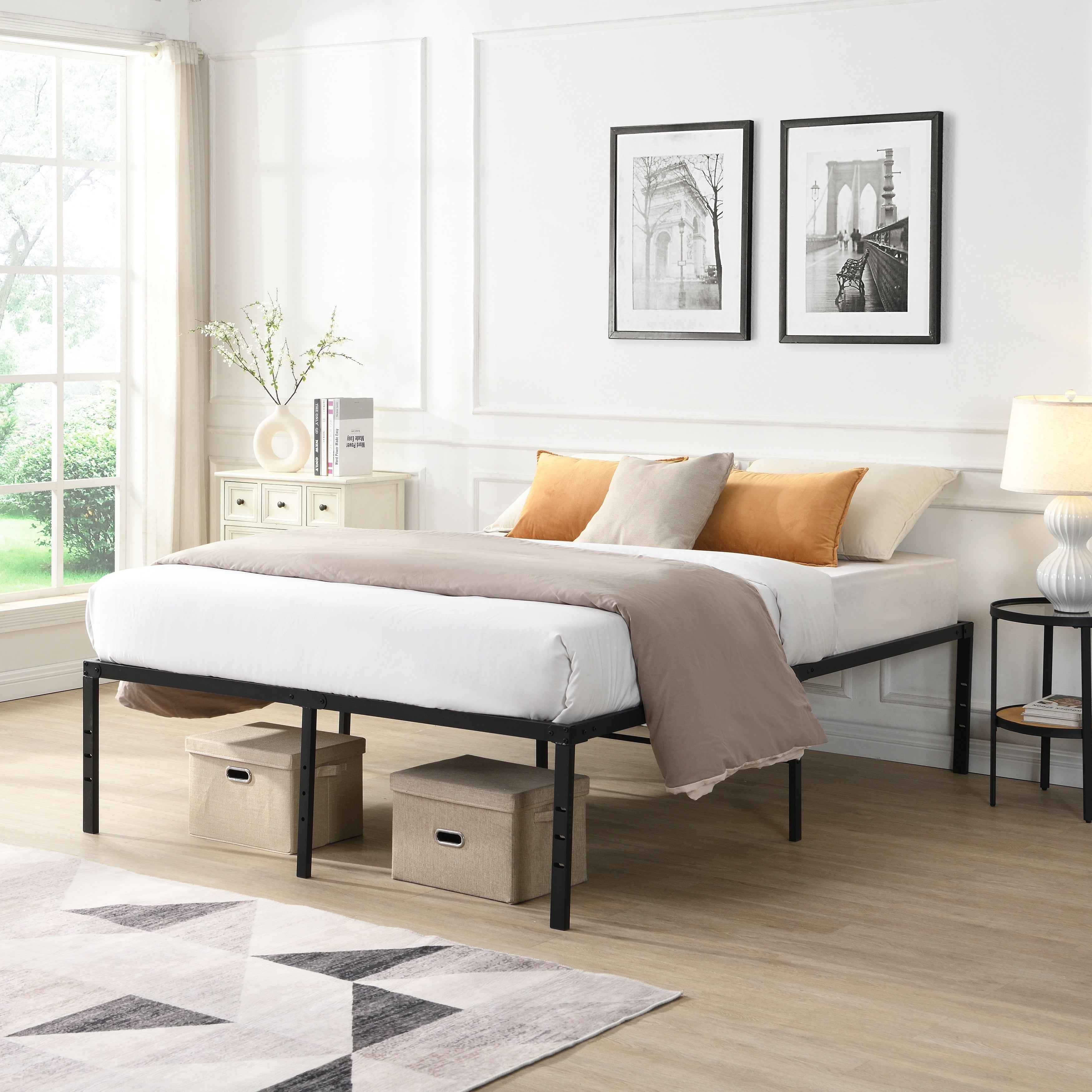 Full Size Bed Frame Heavy Duty Metal Bed Frame Quick Easy Assembly No Noise