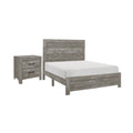 Full Size Bedroom Set Gray Finish 2 Piece Set With Bed And Nightstand