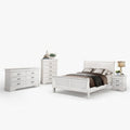 Full Size Bedroom Set Traditional Carved Wood Design White Finish 4 Piece Set With Bed Nightstands And Dresser