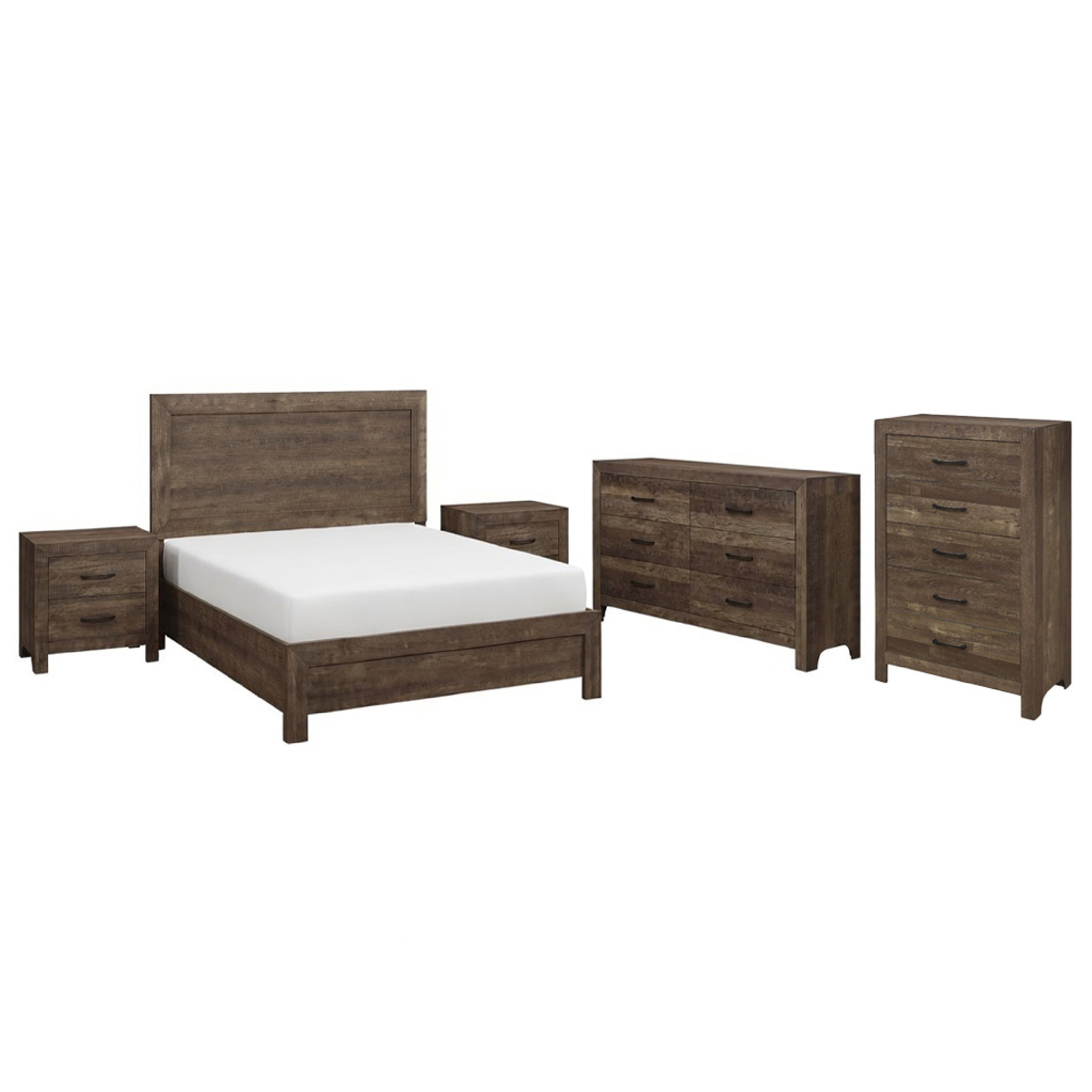 Full Size Bedroom Set White Finish 3 Piece Set With Bed And Two Nightstands