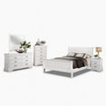 Full Size Bedroom Set White Finish 5 Piece Set With Bed Dresser Mirror Chest And Nightstand