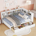 Full Size Daybed Platform Bed Frame With 2 Drawers Storage Shelf