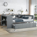 Full Size Daybed Platform Bed Frame With Trundle Bed Storage Drawers