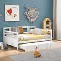 Full Size Daybed Wood Bed With Twin Size Trundle White