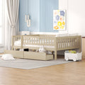 Full Size Daybed Wood Bed With Two Drawers Natural