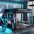 Full Size Gaming Bunk Bed With Rgb Desk Usb Charging Led Light Strip By Harper Bright Designs