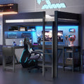 Full Size Gaming Loft Bed With Desk Led Lights And Charging Station