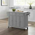 Full Size Granite Top Kitchen Cart Island Gray White