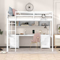 Full Size Loft Bed With Desk Storage Charging Station
