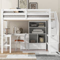 Full Size Loft Bed With L Shaped Desk And Drawers Cabinet And Storage Staircase