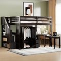 Full Size Loft Bed With Stairs Desk Drawers Bookshelf Wardrobe Pine Wood
