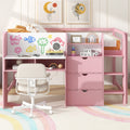 Full Size Low Loft Bed With Built In Desk Storage Cabinets And Open Bookcase Whiteboard For Graffiti