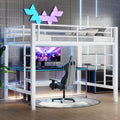 Full Size Metal Loft Bed Loft Bed With Easy Climbing Ladder And Guardrails White