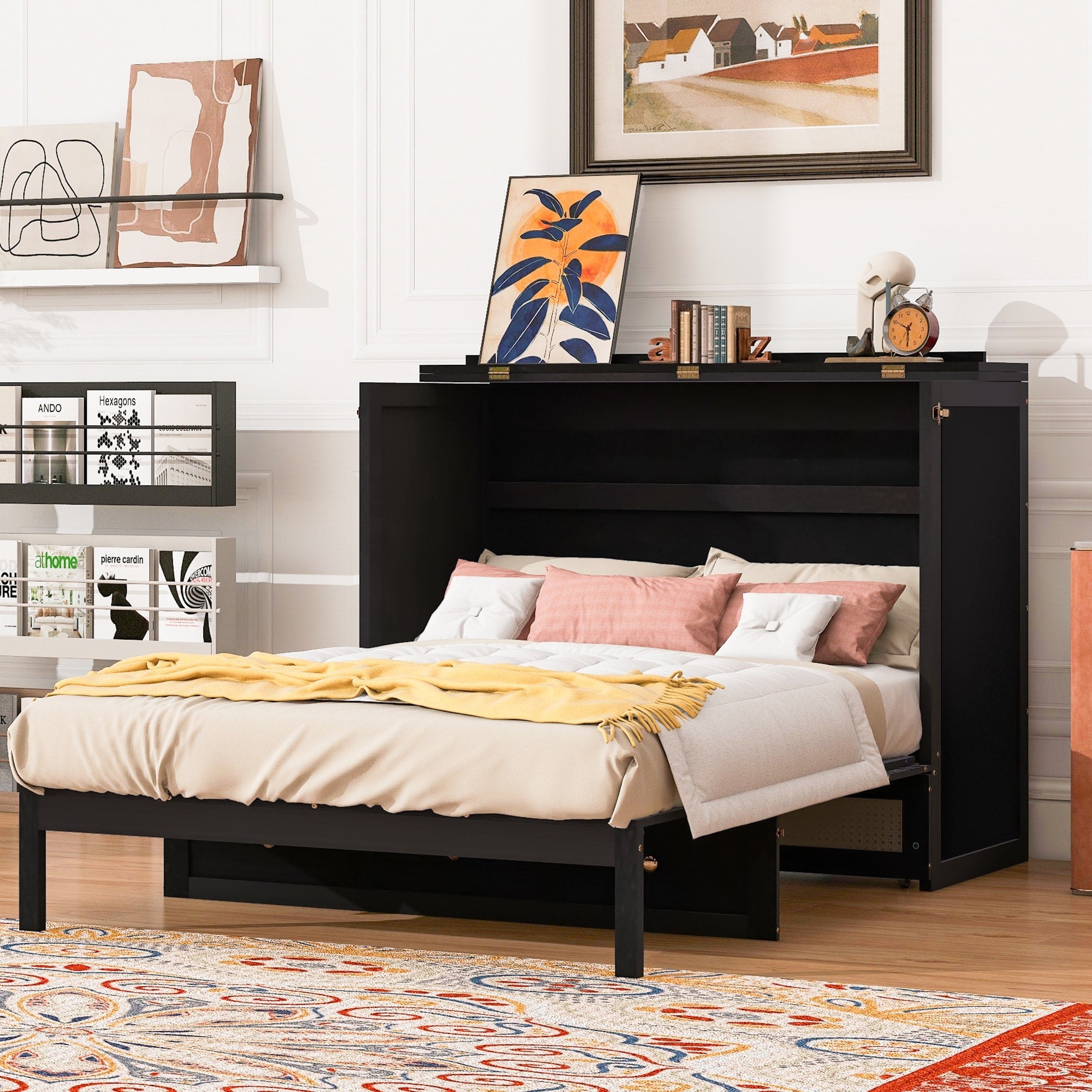Full Size Murphy Bed With 3 Large Storage Drawers Space Saving Wall Bed