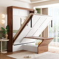 Full Size Murphy Bed With Foldable Desk Solid Wood And Mdf Frame