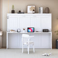 Full Size Murphy Bed With Hydraulic Lift Mechanism Built In Desk Space Saving Wall Bed